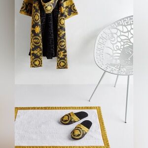 Versace Medusa Print Cotton Slippers Small Black/Gold I Love Love Baroque